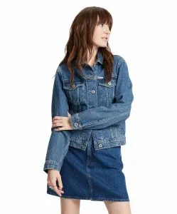 Cross Jeansjacke in Mittelblau mit recycelter Baumwolle