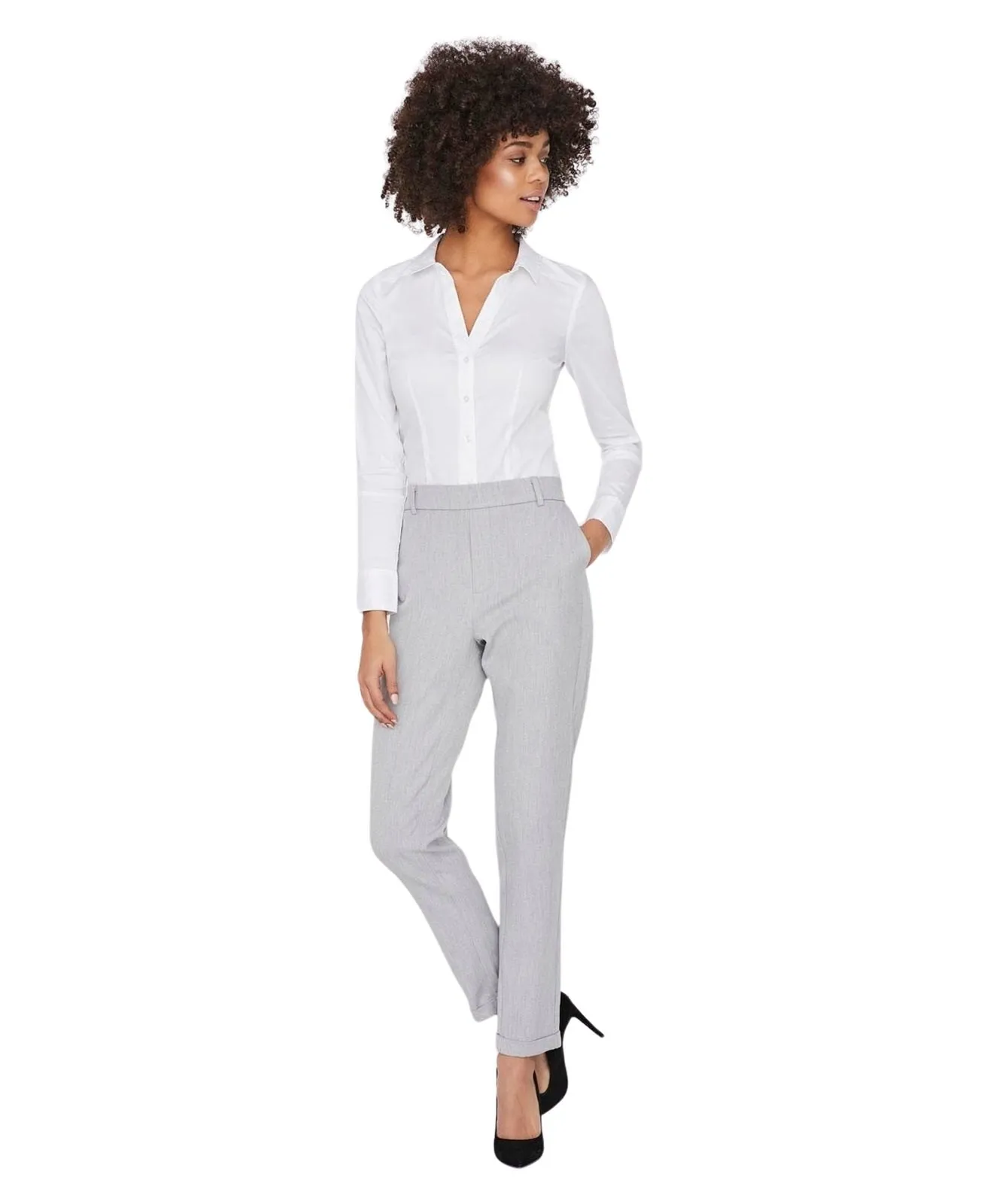 Damen Hose Maya von Vero Moda in Light Grey Melange