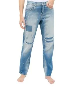 Angels Straight Patch Jeans in Hellblau mit Destroyed Look