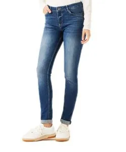 Garcia Jeans Slim Fit Celia 244 in mittelblauem Used-Look