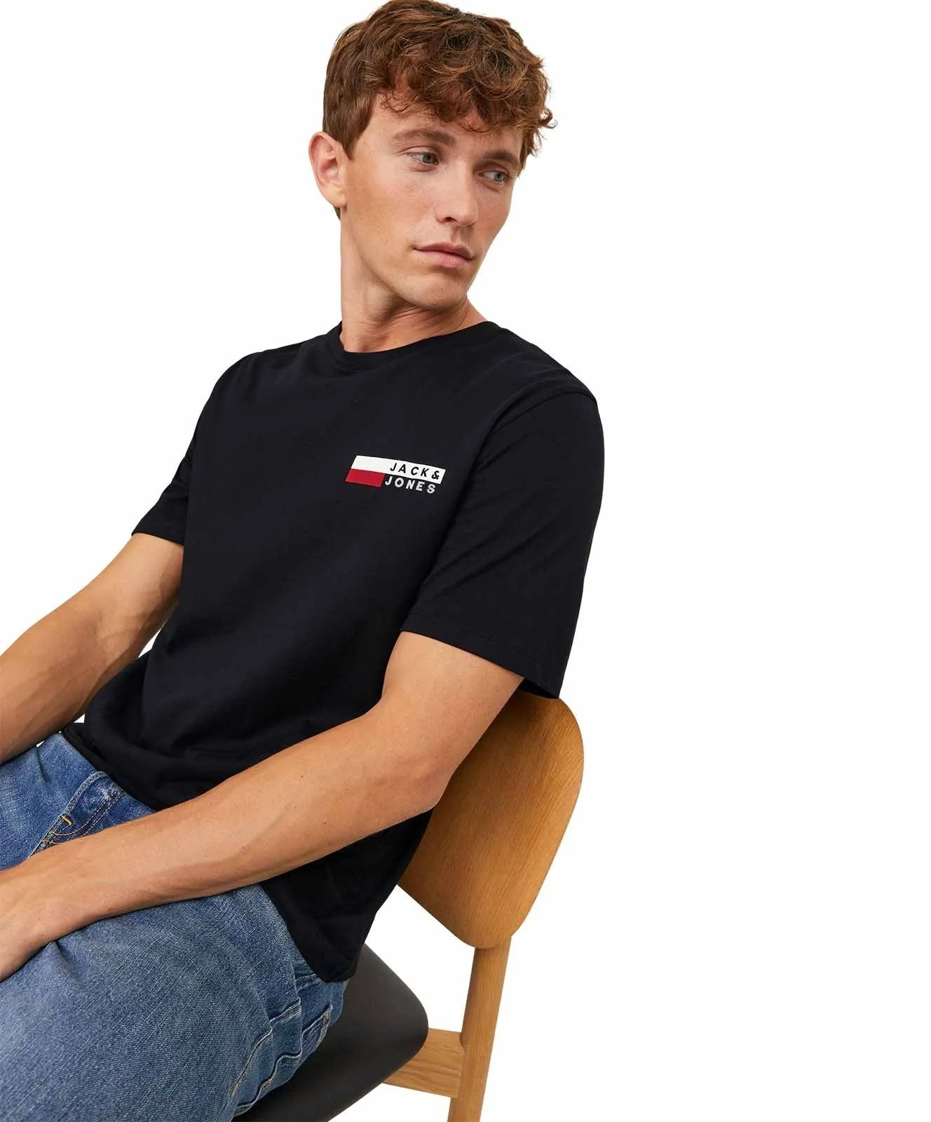 Herren Shirt Corp Logo Tee von Jack & Jones in Black P4 Small Print