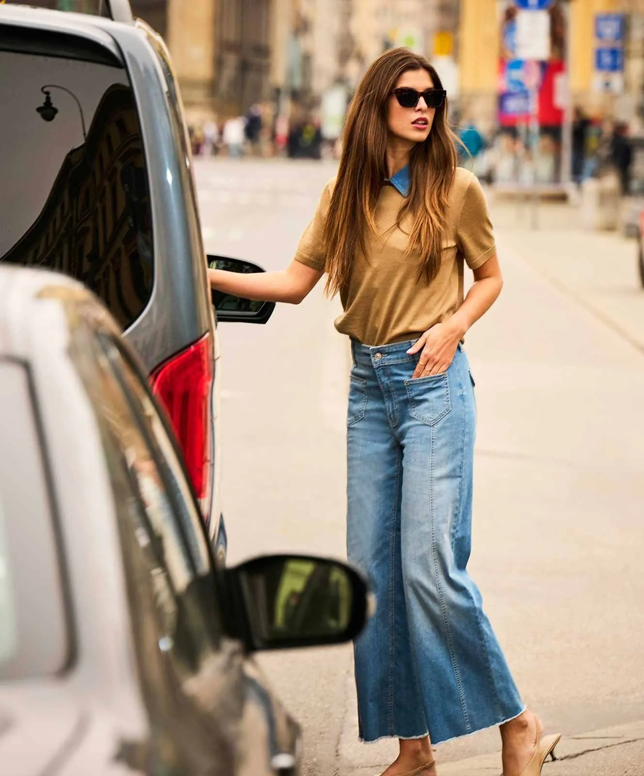 Damen Jeans Jamie von MAC in Blue High-Low Wash