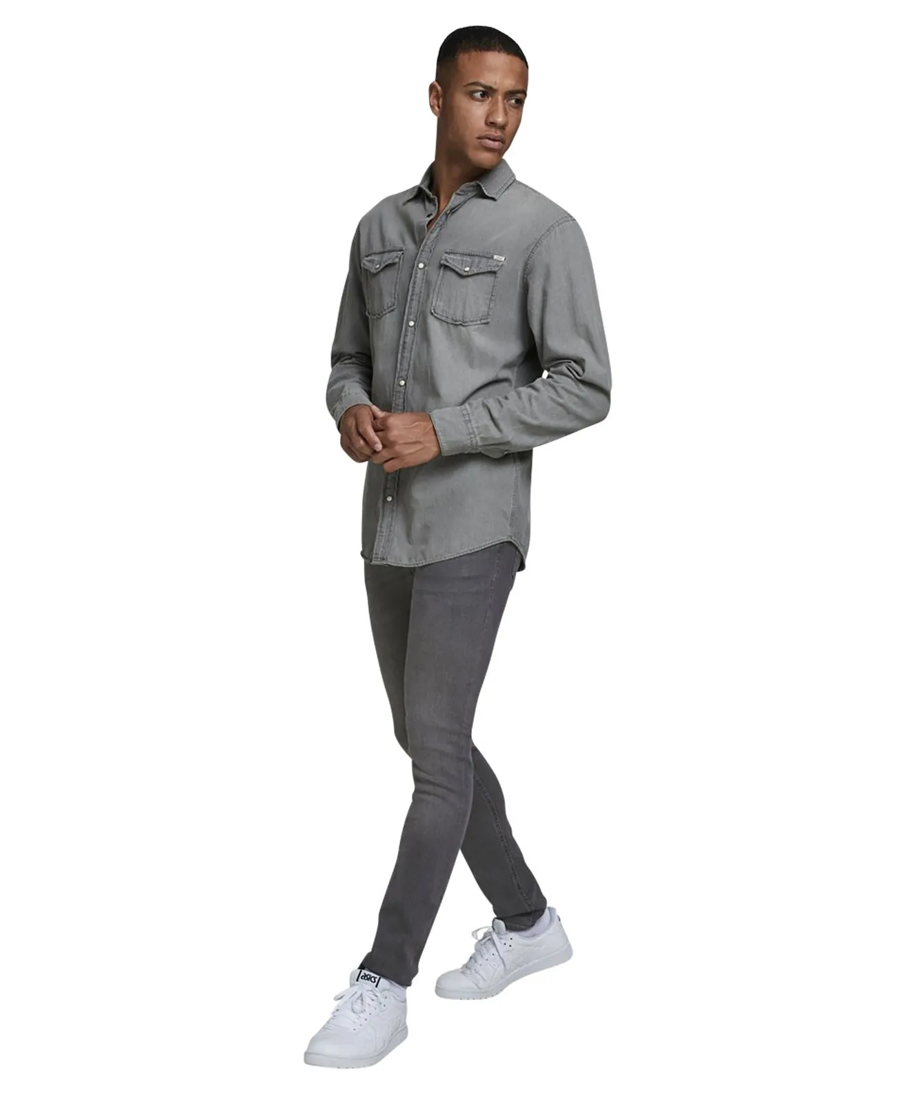 Herren Jeans Liam von Jack & Jones in Grey Denim