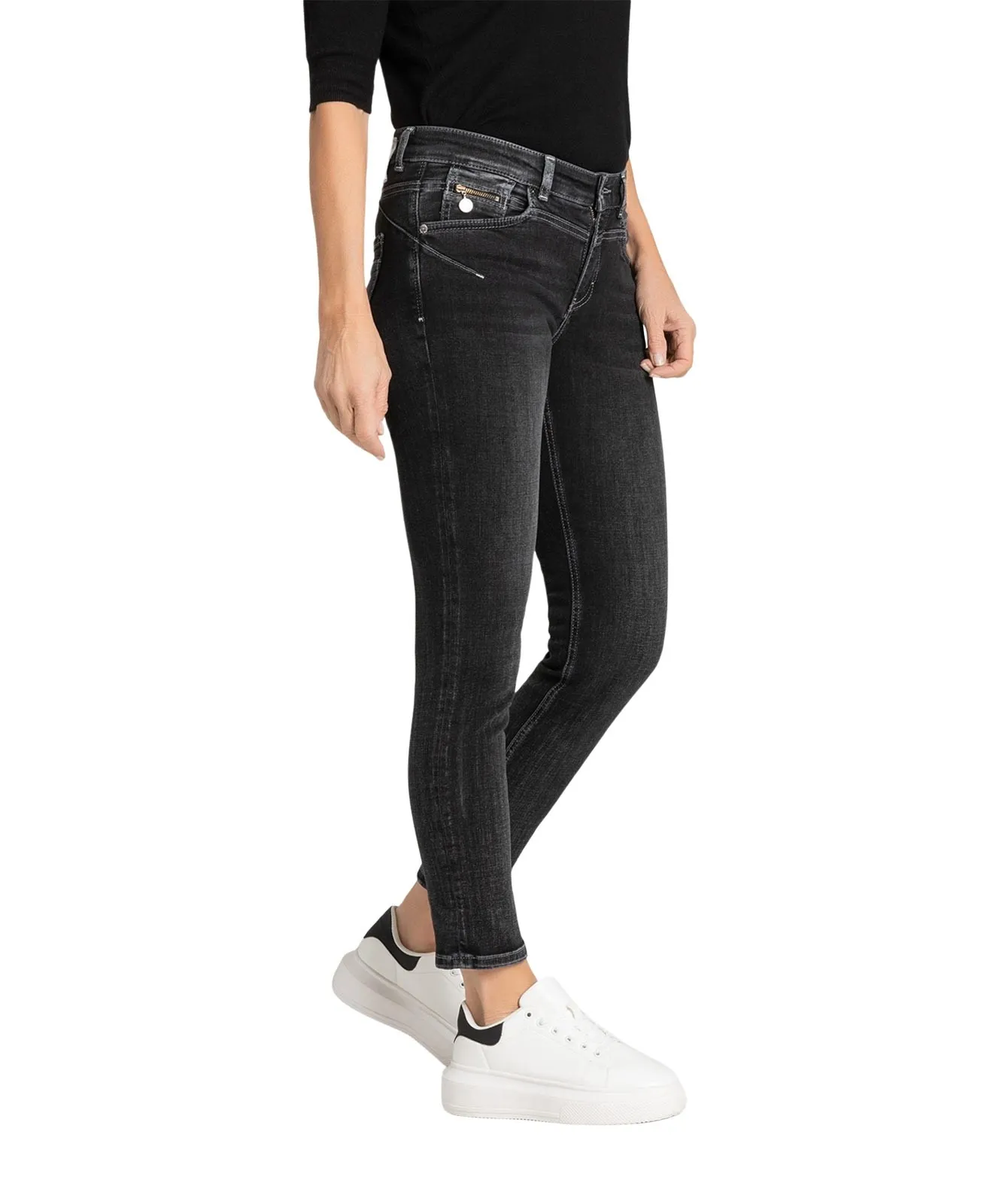 Damen Jeans Rich Slim von MAC in Anthra Used