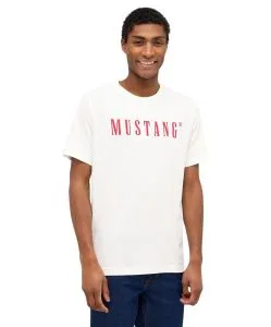 Mustang T-Shirt Print Austin in Cannoli Cream Färbung