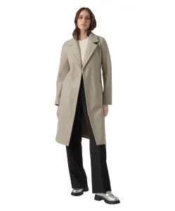 Vero Moda Mantel Fortuneaya in Hellbraun mit Reverskragen