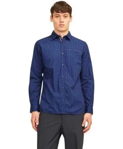 Jack & Jones Hemd Eremy in blau mit Punkten