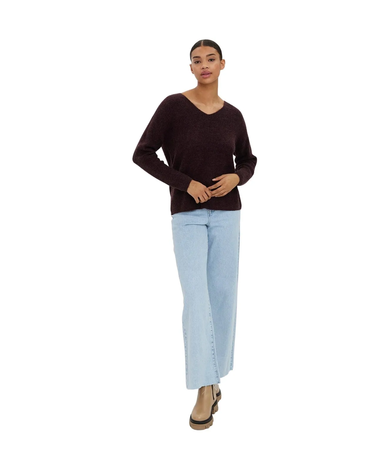 Damen Pullover Crewlefile von Vero Moda in Winetasting
