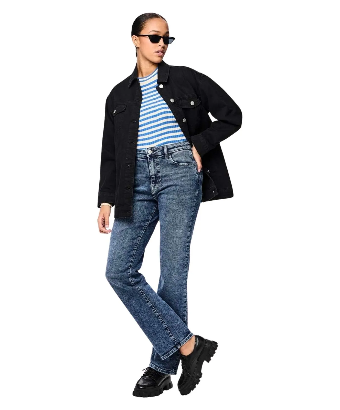 Damen Jeans Kelly von Pieces in Medium Blue