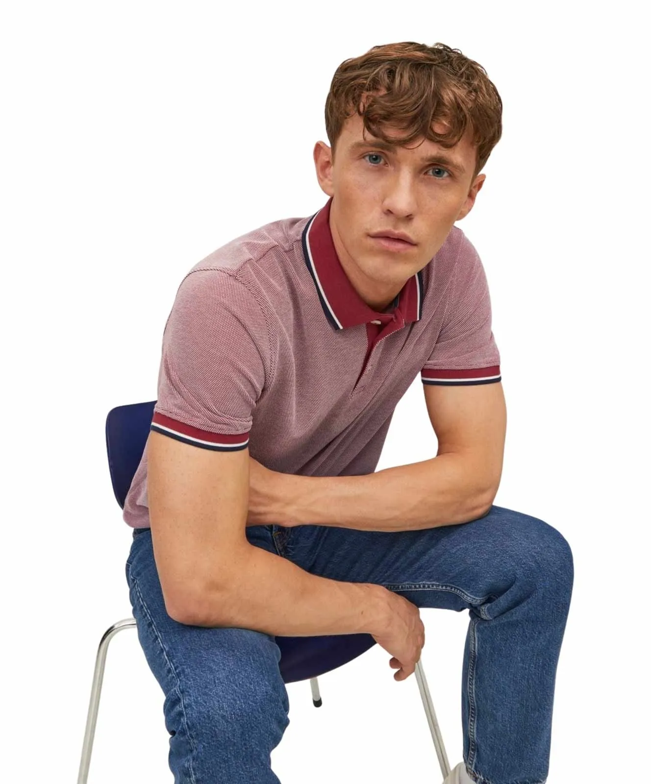 Herren Shirt Bluwin Polo von Jack & Jones in Red Dahlia