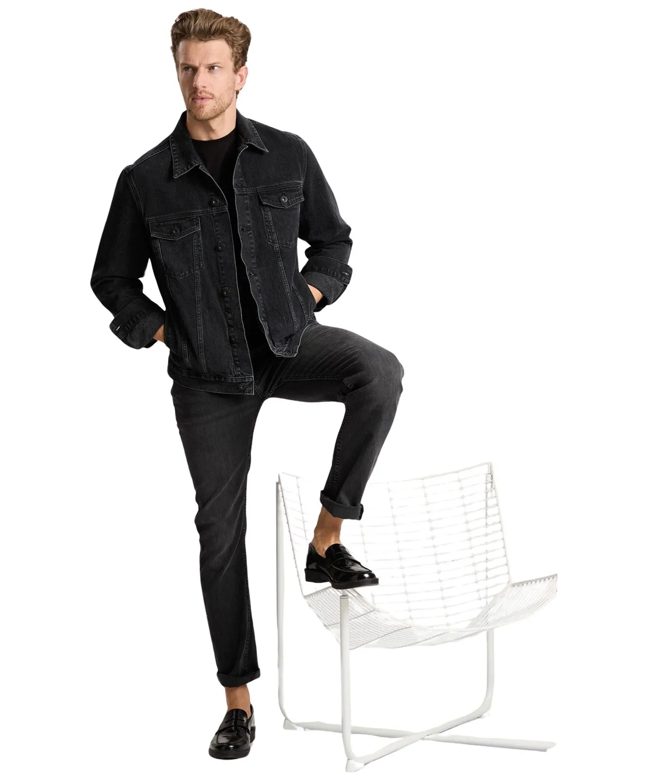 Herren Jeans Damien von Cross in Anthracite