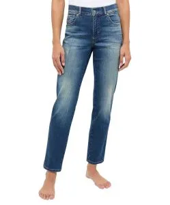 Angels Jeans Darleen Crop in Dirty Blue Used Destroyed
