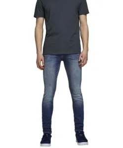 Jack & Jones Jeans Skinny Fit Liam in mittelblauem Used-Look