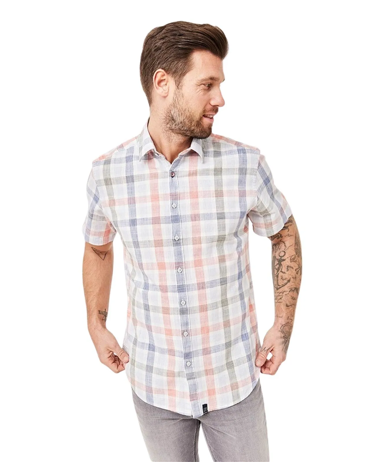 Herren Hemd Kent von Paddocks in Pale Color Check