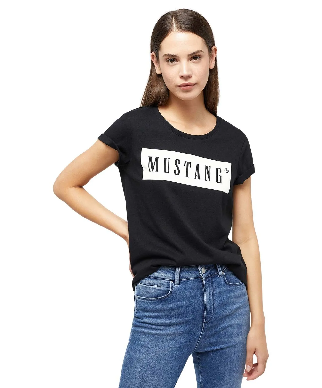 MUSTANG Damen T-Shirt Alma - Lockeres Basic Shirt Aus Baumwolle