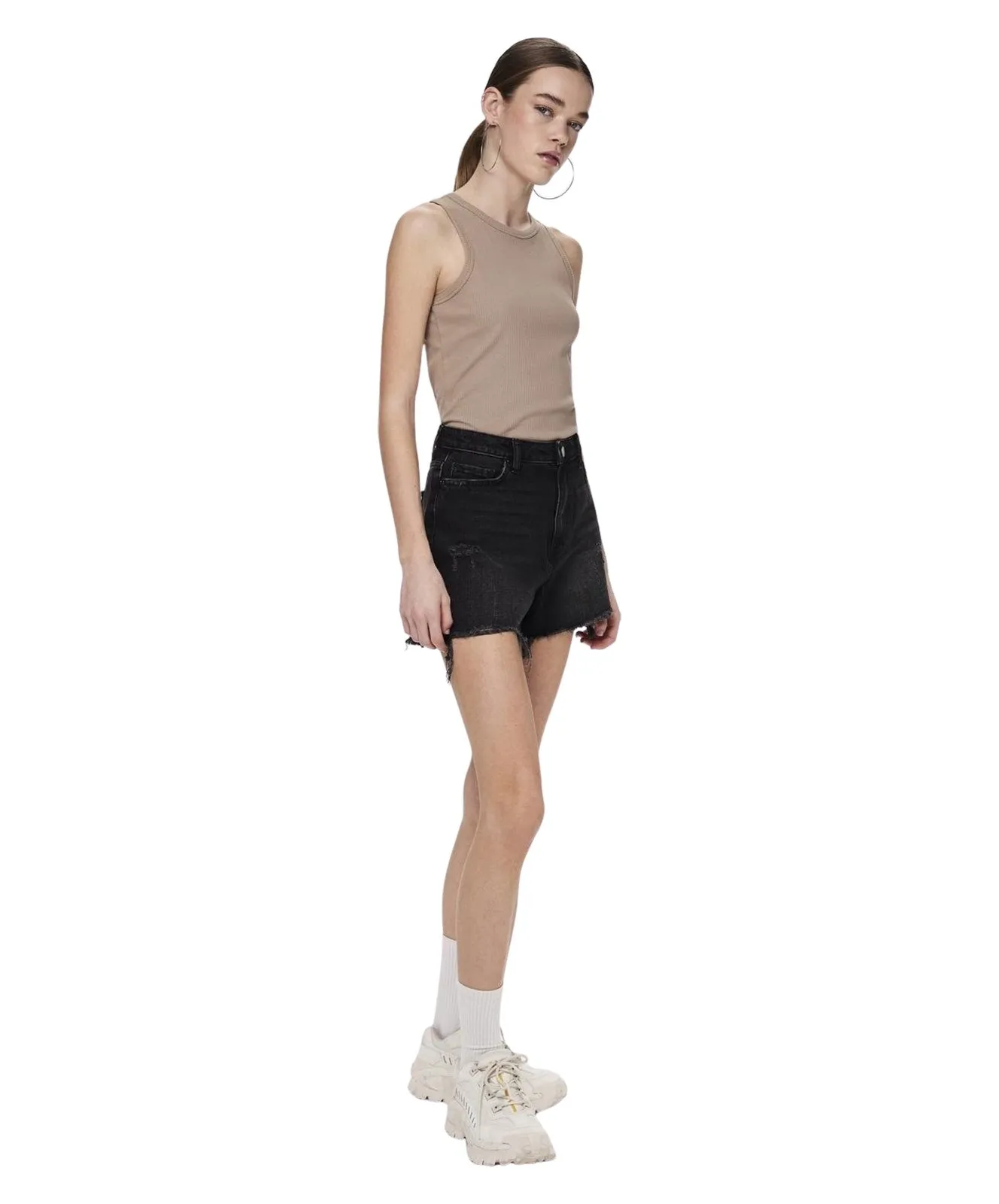 Damen Jeans Sommer Shorts von Pieces in Black