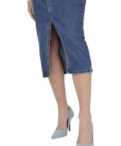 ONLY Jeansrock Siri in Stone-Waschung mit Midi-Länge