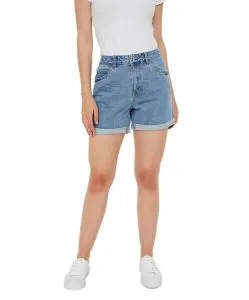 Vero Moda High Waisted Jeansshorts Ninetten in Hellblau