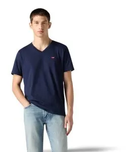 Levis T Shirt Housemark Tee mit V-Neck in Dunkelblau
