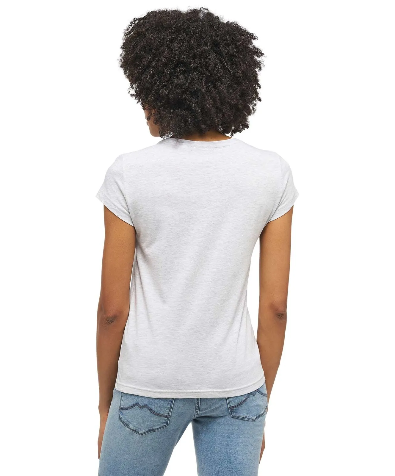 Damen Shirt Alina C Logo Tee von Mustang in Light Grey Melange