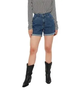 Vero Moda Damen Shorts High Waisted Ninetten in Mittelblau