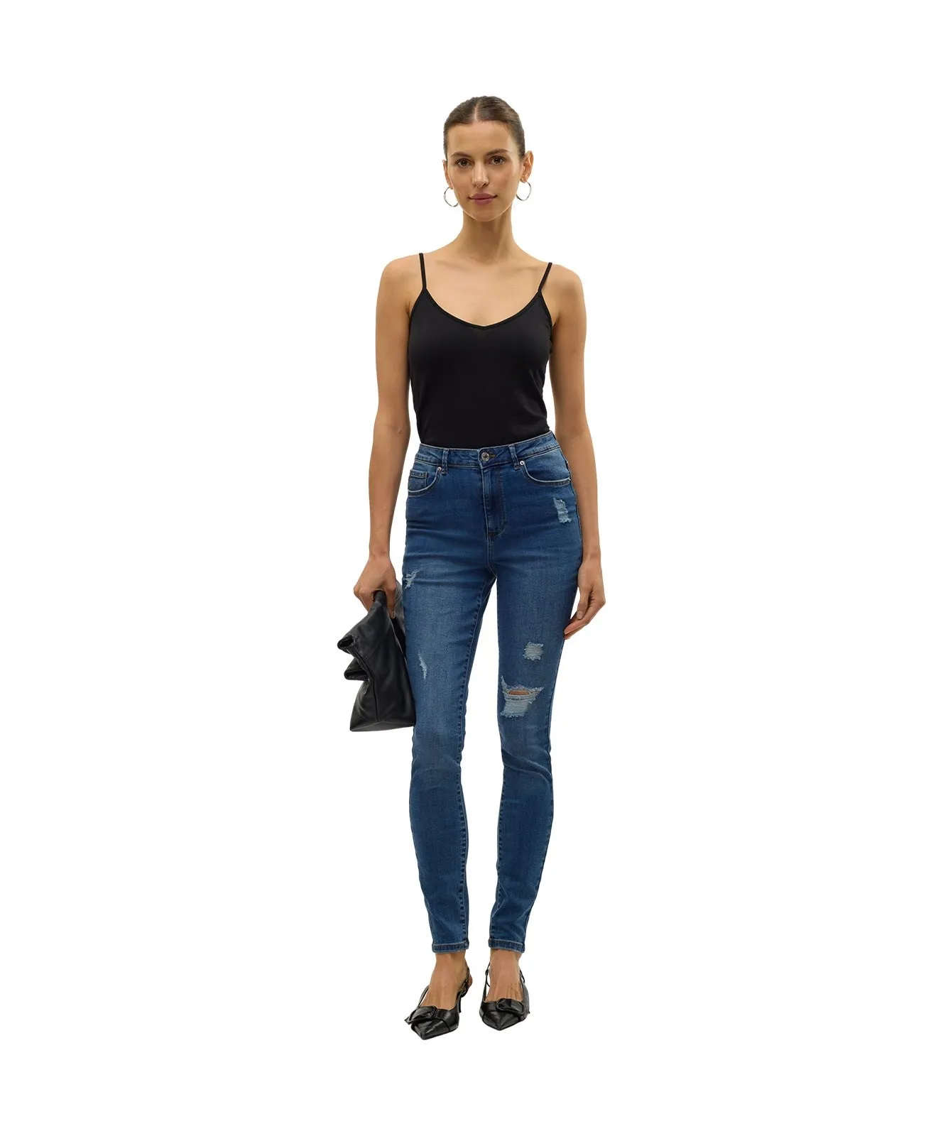 Damen Shirt Maxi My Soft V Singlet von Vero Moda in Black