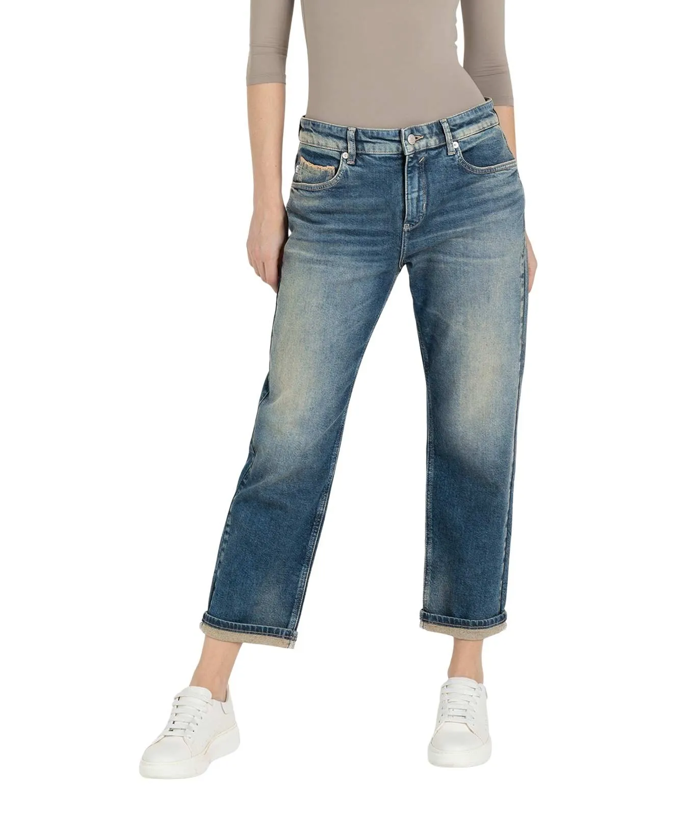 Damen Jeans Straight von MAC in Greenish Tinted Wash