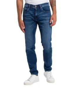 Cross Jeans Slim Fit Jimi aus mittelblauem Sweat Denim