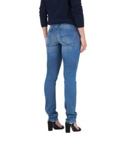 Garcia Damen Jeans Curved Caro in mittelblauem Used