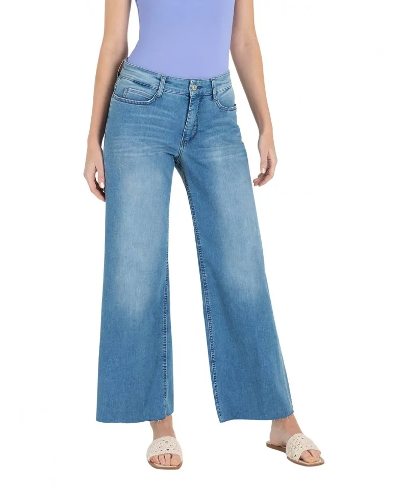 Damen Wide Leg Jeans High Waist - Mom Jeans Baggy Hose Mit Taschen