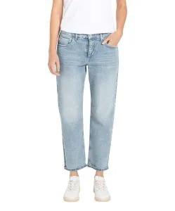 MAC Straight Jeans in hellblau und Krempel-Look
