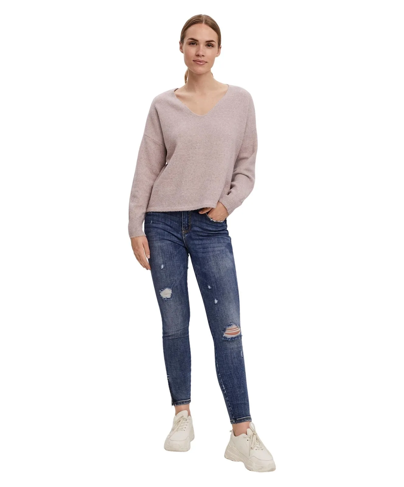 Damen Pullover Doffy von Vero Moda in Woodrose Melange