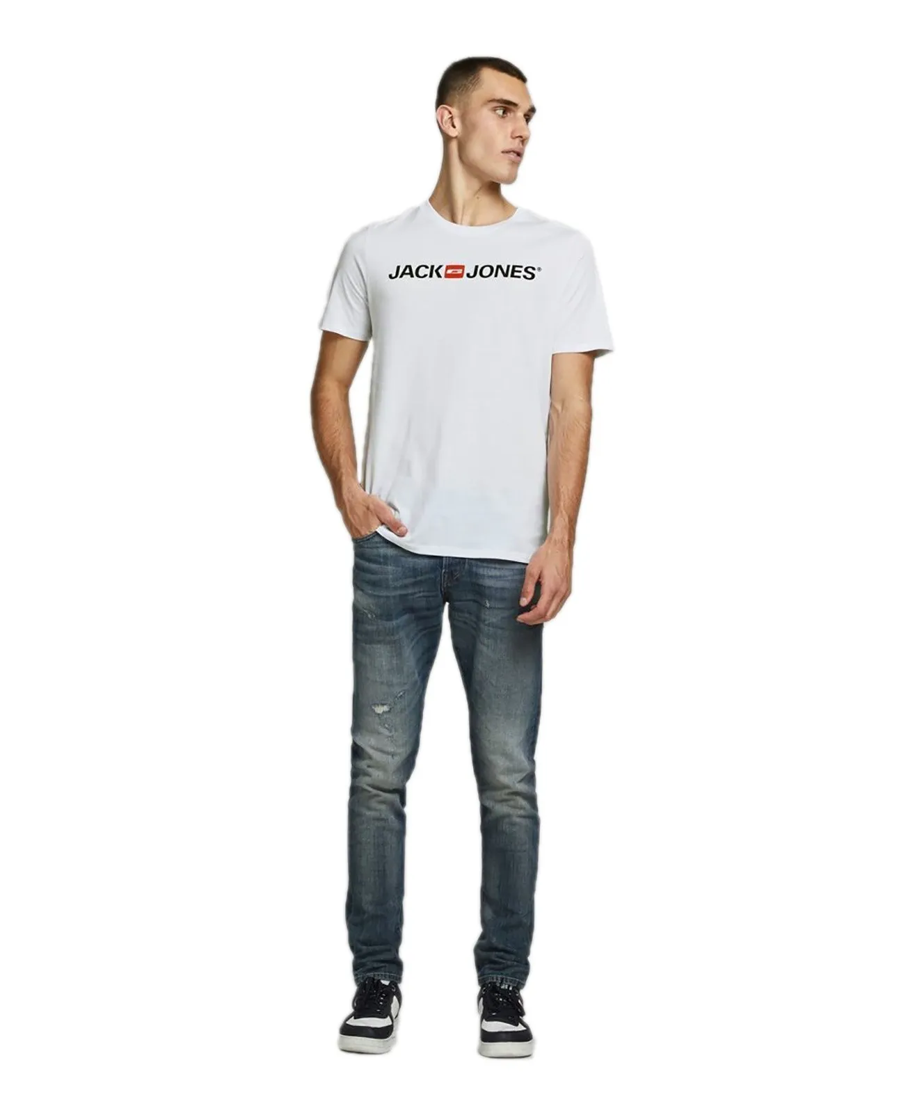 Herren Shirt Corp Logo Tee von Jack & Jones in White