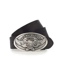 Mustang Koppelgürtel aus Vollrindleder in Schwarz