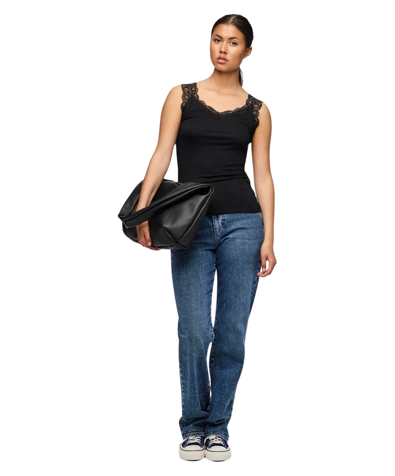 Damen Shirt Barbera Lace von Pieces in Black