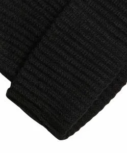 Pieces Flachstrickmütze Hexo Hood in Schwarz