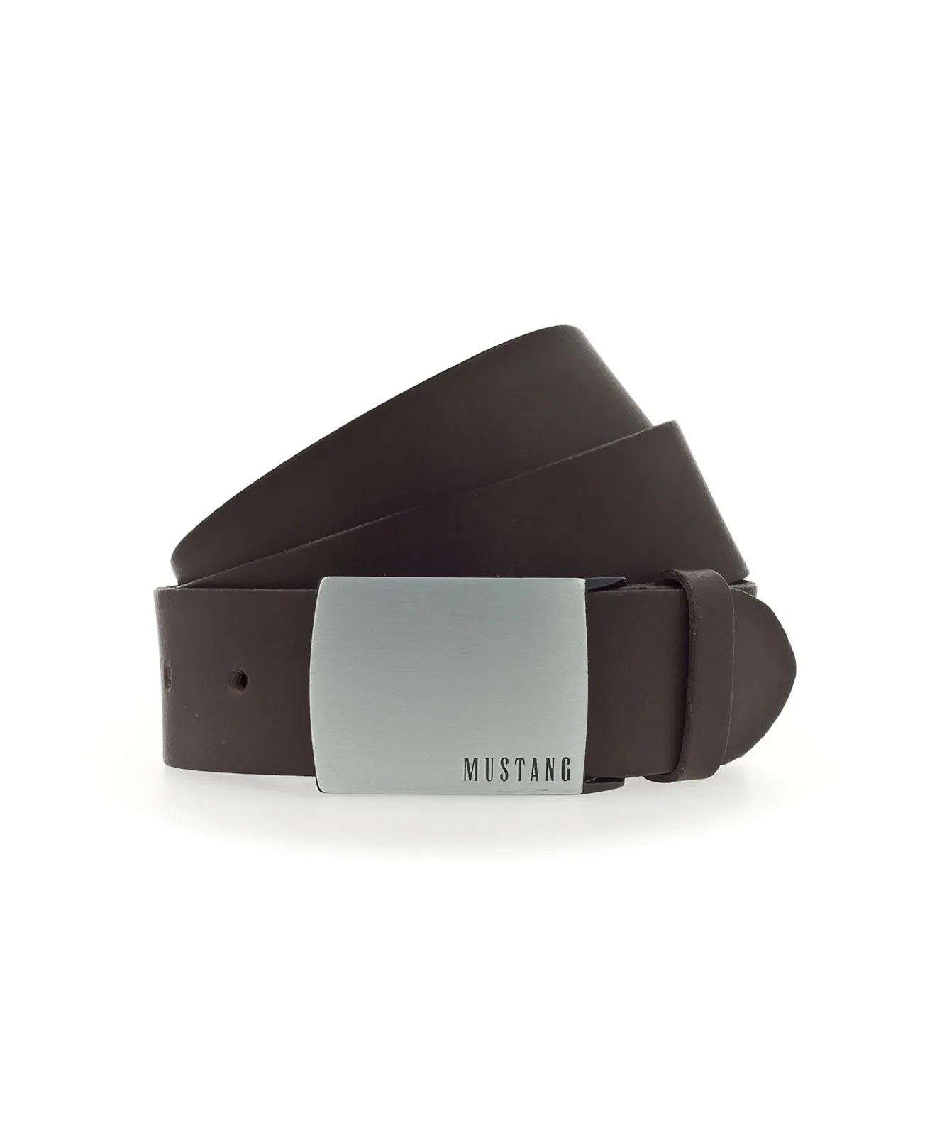 Herren Gürtel 40 mm Ledergürtel mit Schließe von Mustang in Dunkelbraun