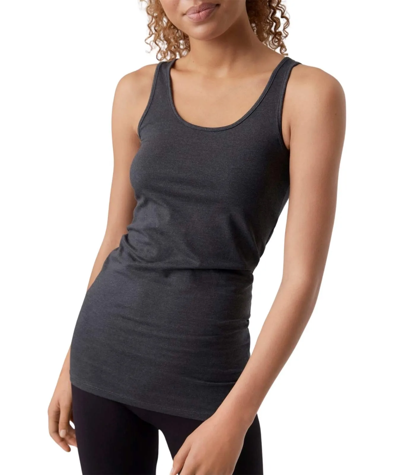 Damen Shirt Maxi Long Tank Top von Vero Moda in Dark Grey Melange