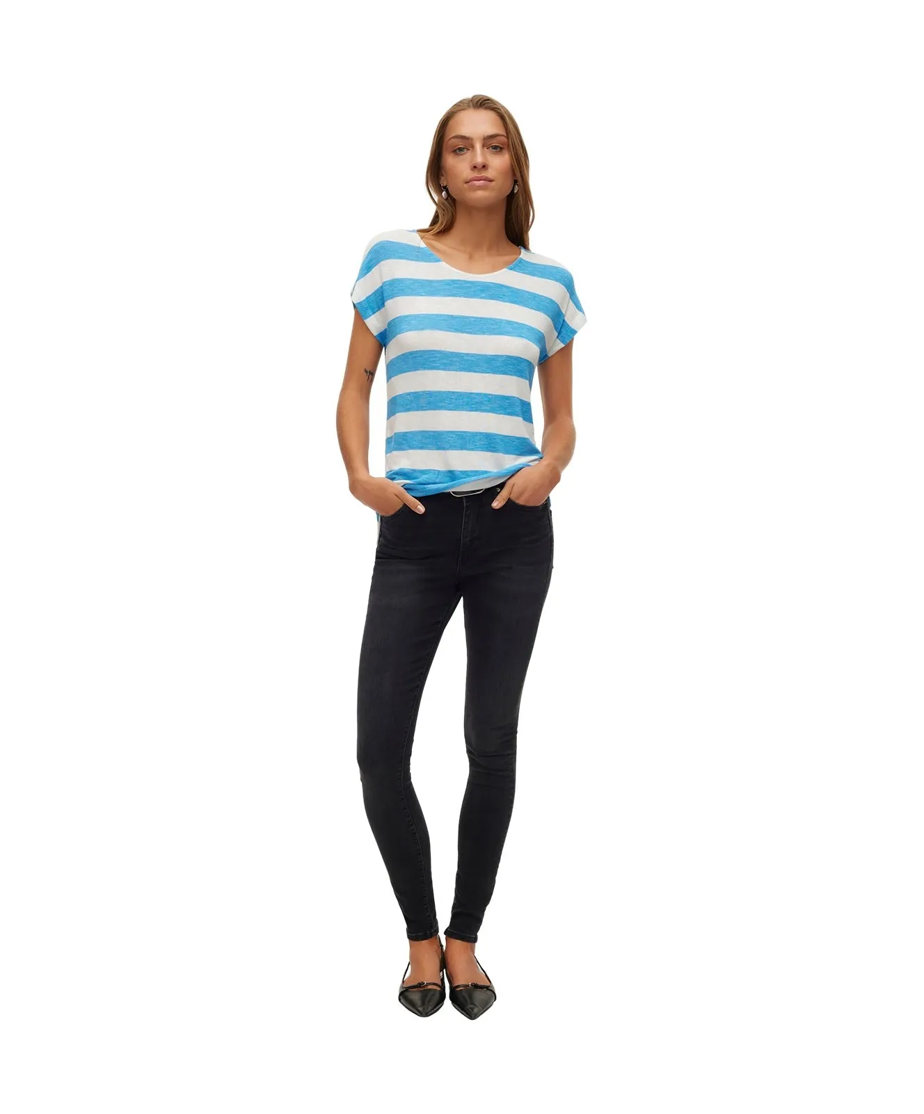 Damen Shirt Wide von Vero Moda in Azure Blue Snow White