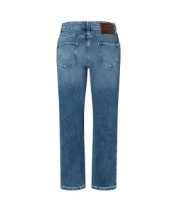 MAC Straight Jeans in Mittelblau und Krempel-Look