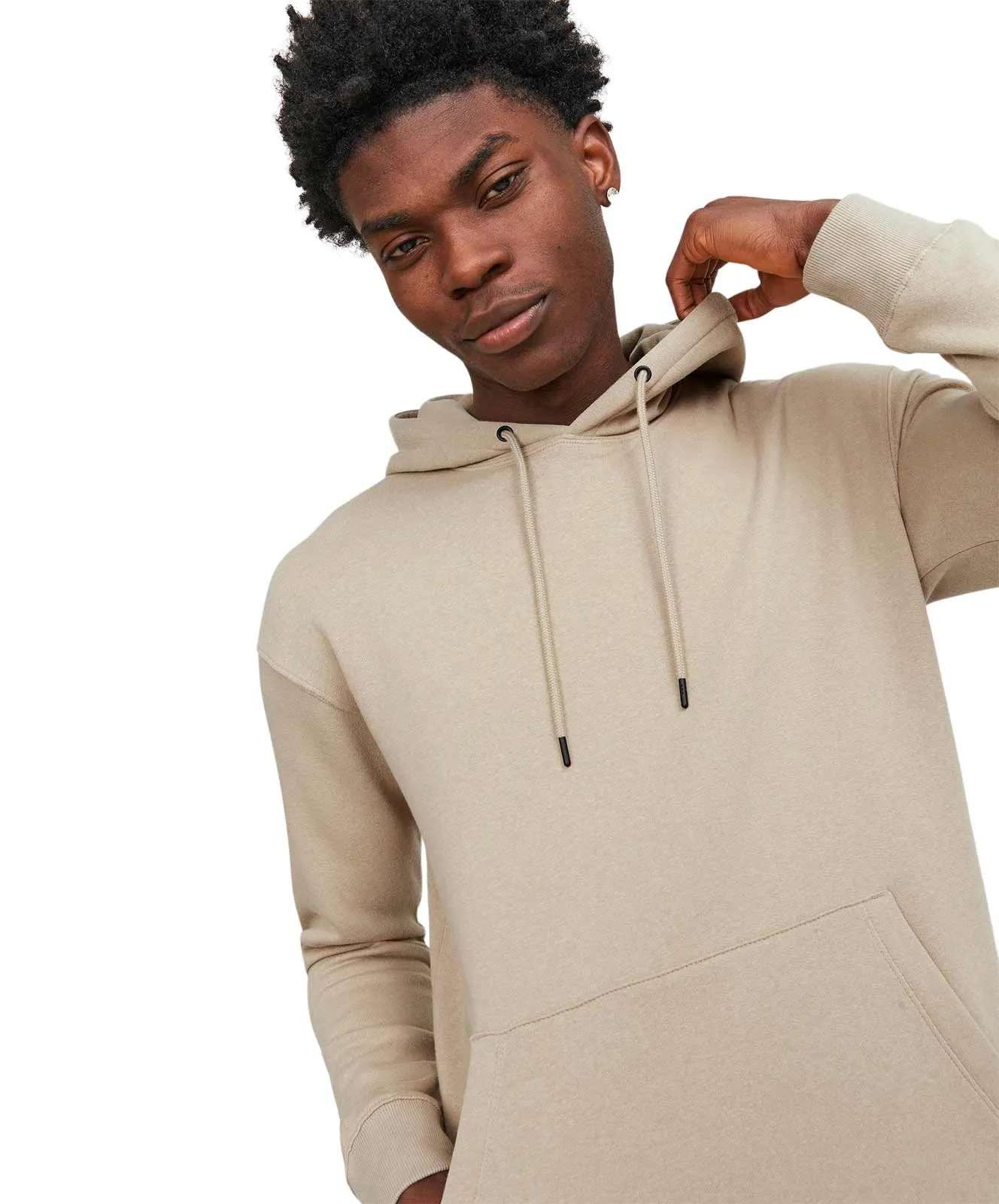 Herren Pullover Star Basic Sweat Hood von Jack & Jones in Crockery