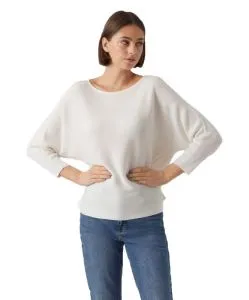 Vero Moda Strickpullover Nora mit U-Boot Ausschnitt in weiß