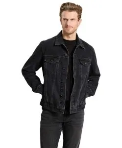 CROSS Jeansjacke mit Regular Fit in schwarzer-Waschung