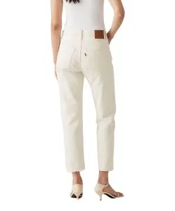 Levi's 501 Crop Jeans in Cremeweiß mit ⅞ Länge