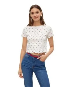 Vero Moda Blusenshirt Harry in Weiß mit Kirschprint