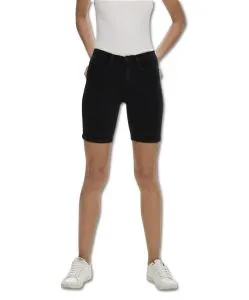 ONLY Rain Jeansshorts lang in Schwarz mit Stretch