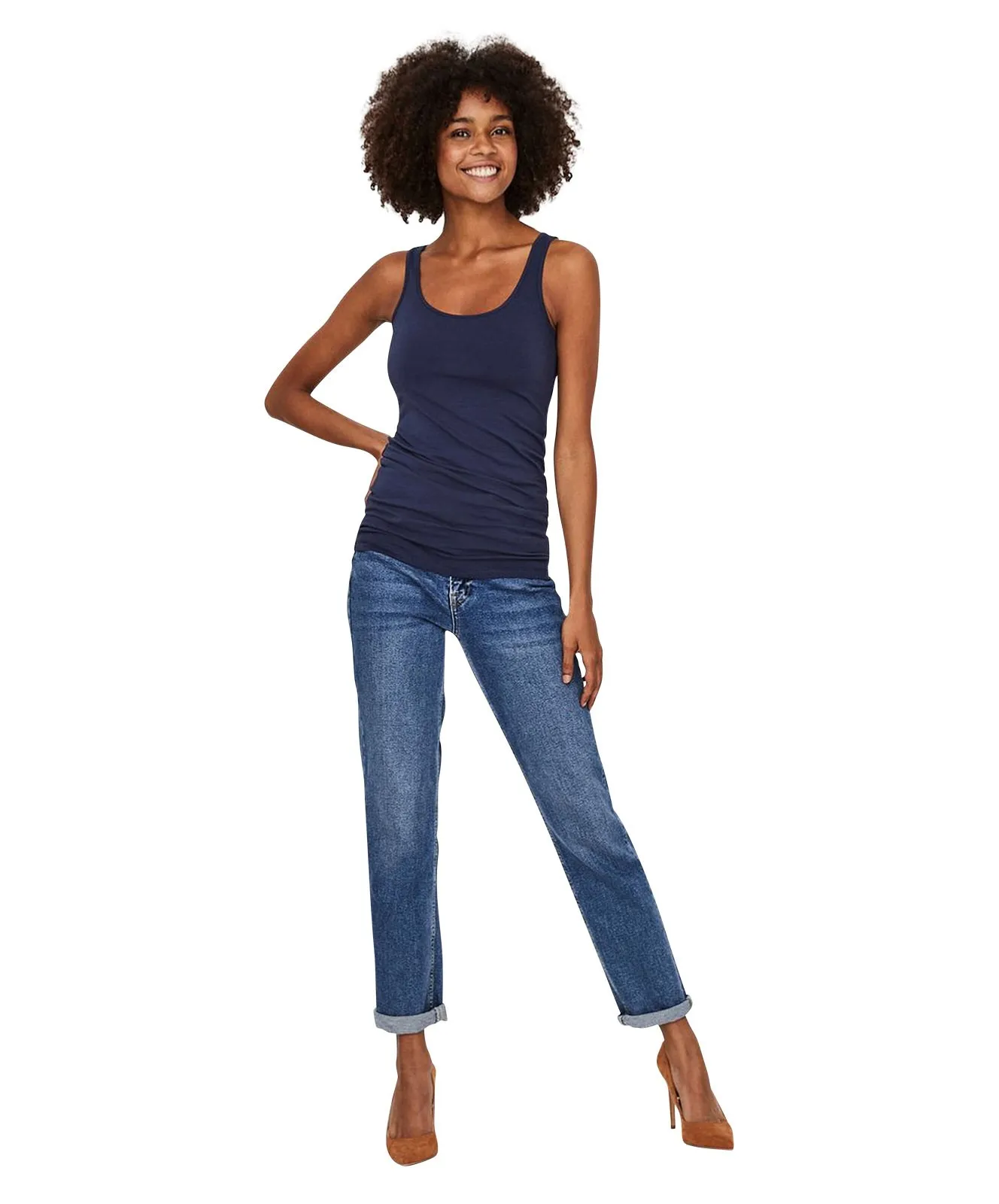 Damen Shirt Maxi Long Tank Top von Vero Moda in Black Ires
