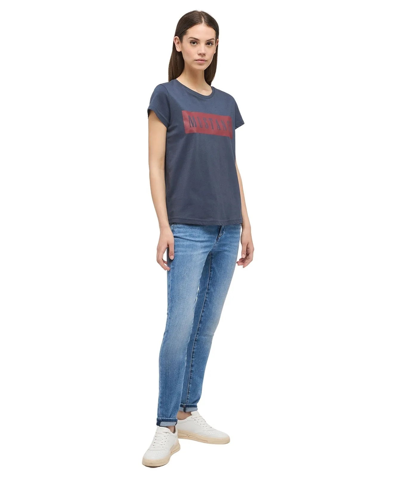 Damen Shirt Alina Logo Tee von Mustang in Blue Nights