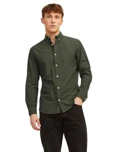 Jack & Jones Hemd Oxford mit Slim Fit in Dunkelgrün
