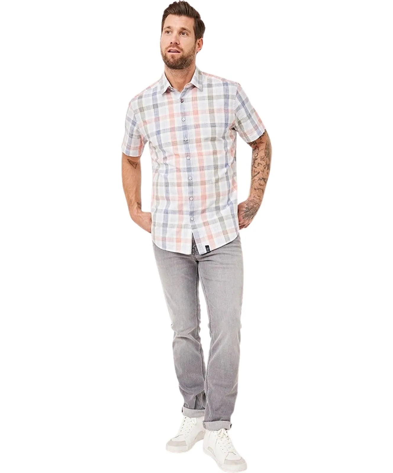 Herren Hemd Kent von Paddocks in Pale Color Check